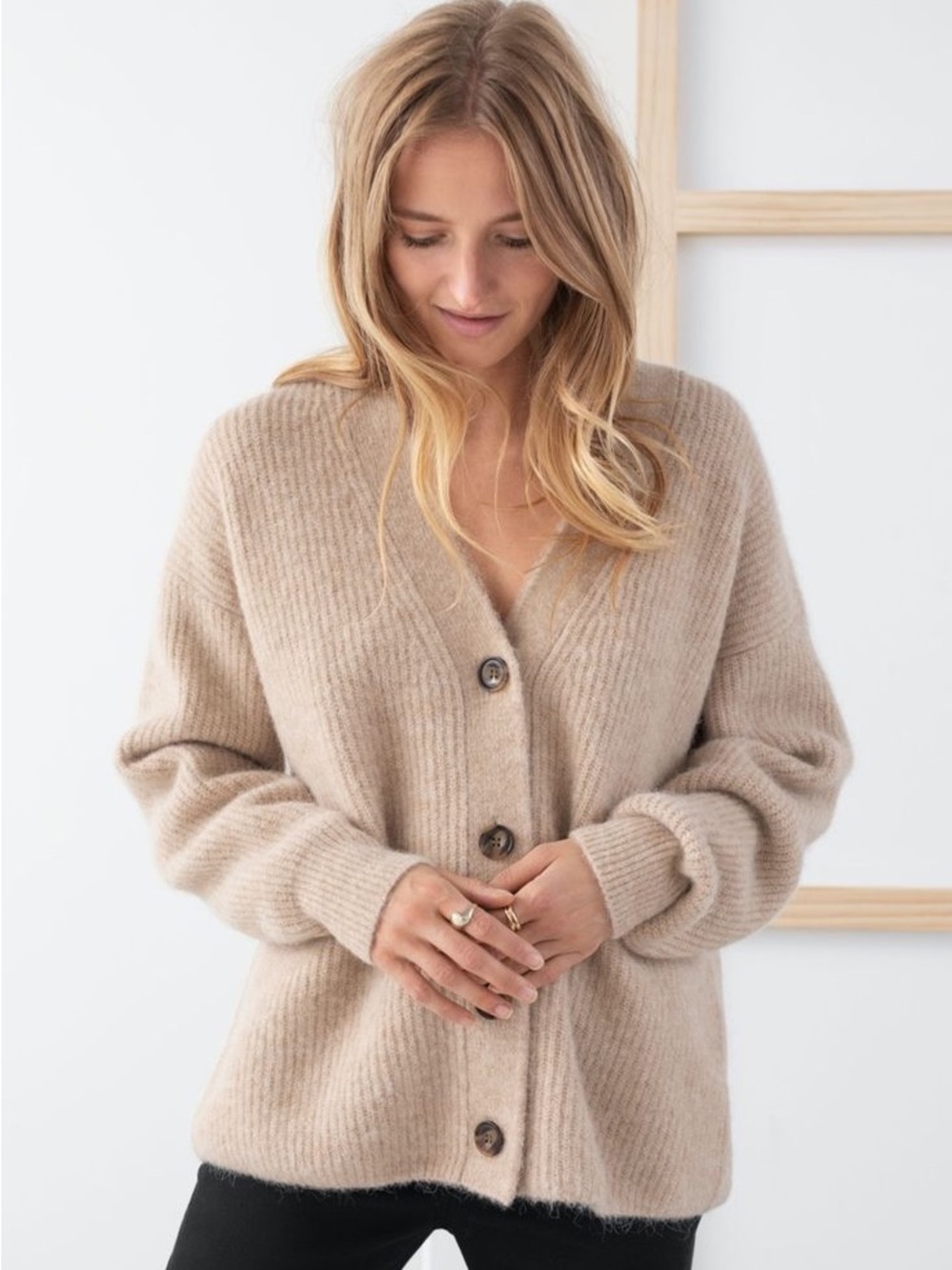 & other stories alpaca wool blend knit cardigan oversized sweater